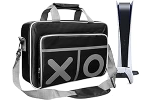 eLUUGIE Travel Carrying Case Multifunctional Travel Storage Bag Handbag/Shoulder Bag for PS5 System and Accessory/Xbox one (Black)