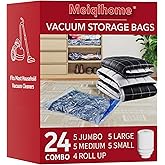 MEIQIHOME Vacuum Storage Bags, Space Saver Sealer Bags,Vacuum seal bags for clothing, Pillows, Comforters, Blankets, Bedding,24 Pack Vacuum Storage Bags with Electric Pump