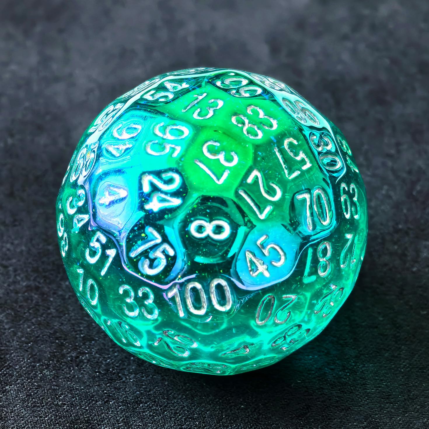 Bescon Dazzling Green 100 Sided Dice, Game Dice D100, Polyhedral Solid 100 Sides Dice 45MM in Diameter (1.8inch) — image 1