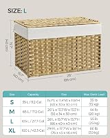 SONGMICS 105L Laundry Basket with Lid Rattan Storage Foldable Removable Liner view 7