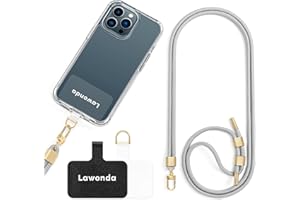 Lawonda Phone Lanyard Universal Crossbody Cell Phone Strap Anti-Theft Adjustable Nylon Neck Lanyard 2 pcs Phone Patchs Tether Pads for Women Men Grey