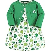 Hudson Baby Infant and Toddler Girls Cotton Dress and Cardigan Set