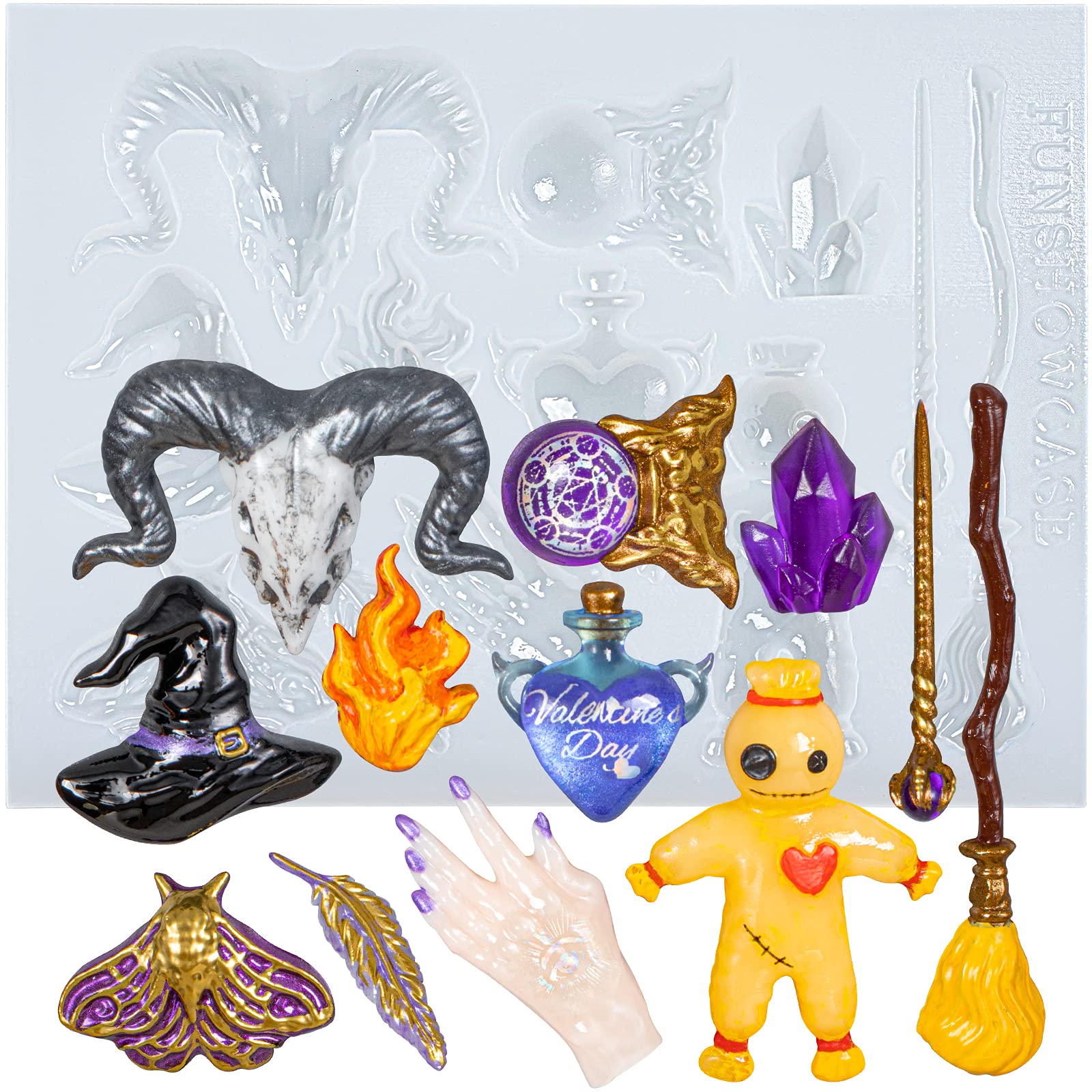 FUNSHOWCASE Witchcraft Altar Supplies Epoxy Resin Casting Silicone Mould for Chocolate Fondant Cake Decor, Cupcake Topper, Polymer Clay Crafts