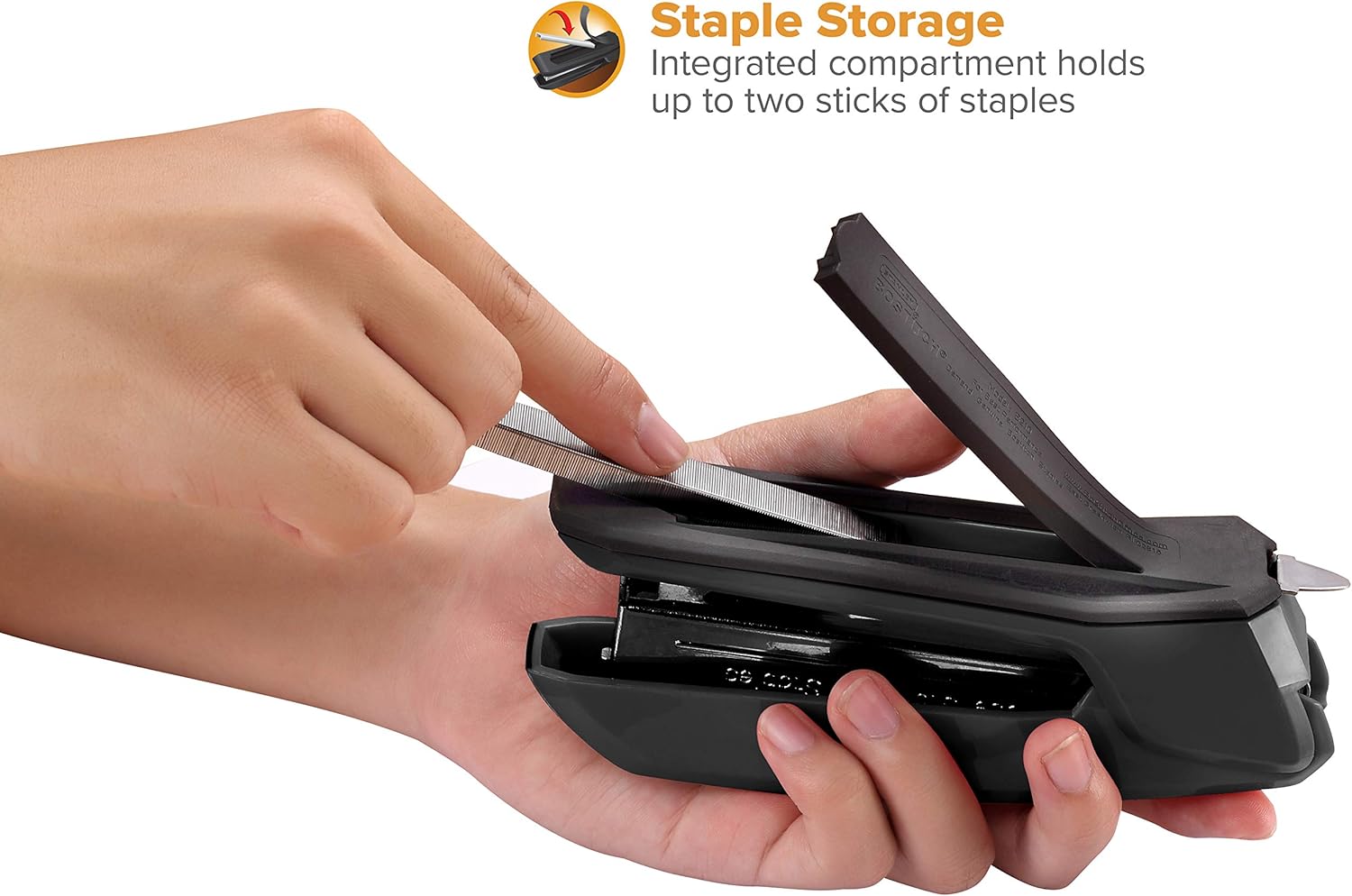 Bostitch Office Ascend 3 in 1 Stapler with Integrated Remover & Staple Storage, (B210-BLK), Gloss Black, Full Size : Desk Staplers : Office Products