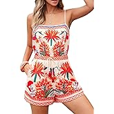 CUPSHE Women's Romper Sleeveless Floral Tropical Wide Leg Waist Jumpsuit Casual Outfit Beach Vacation