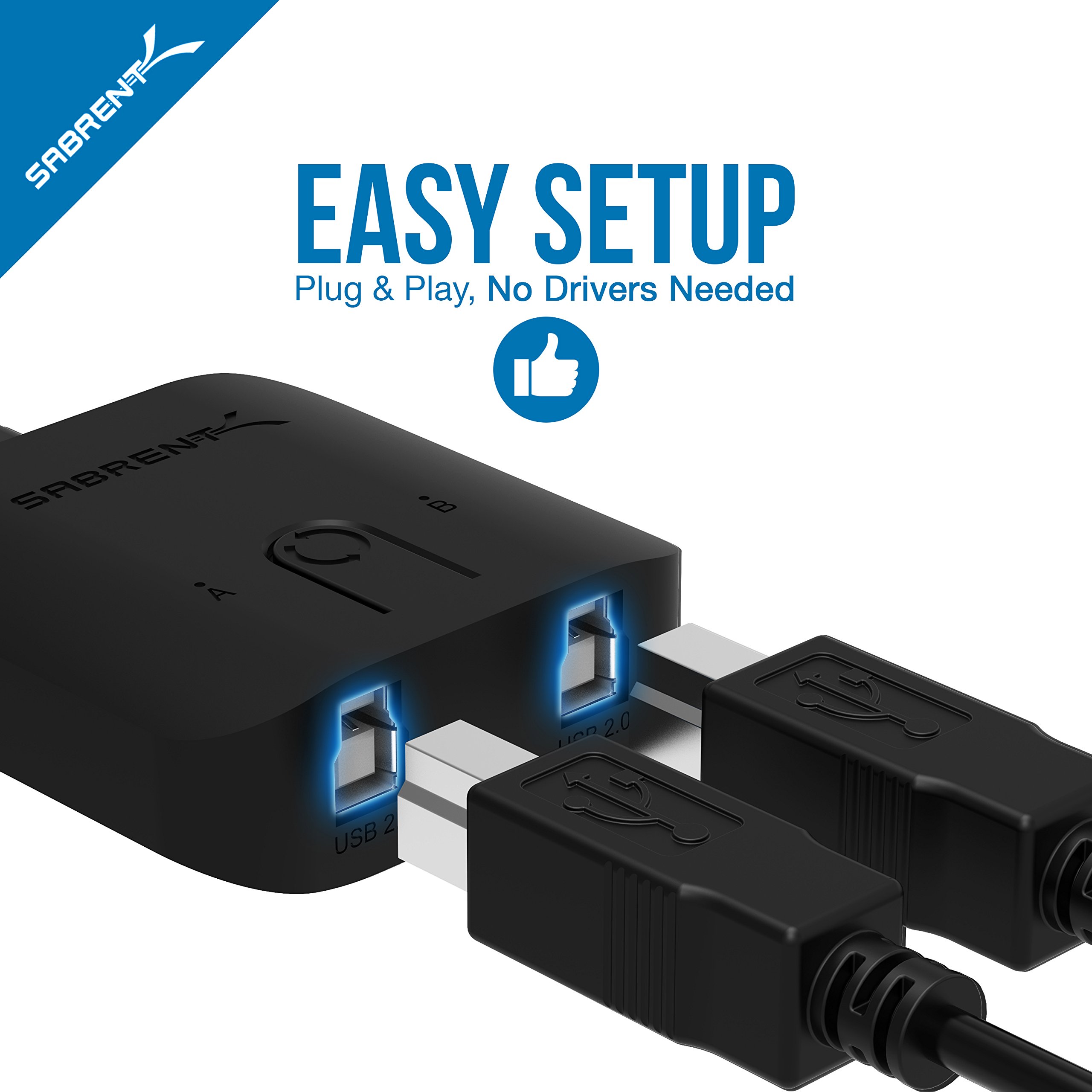 SABRENT USB 2.0 Sharing Switch for Multiple Computers and Peripherals LED Device Indicators (USB-SW20)