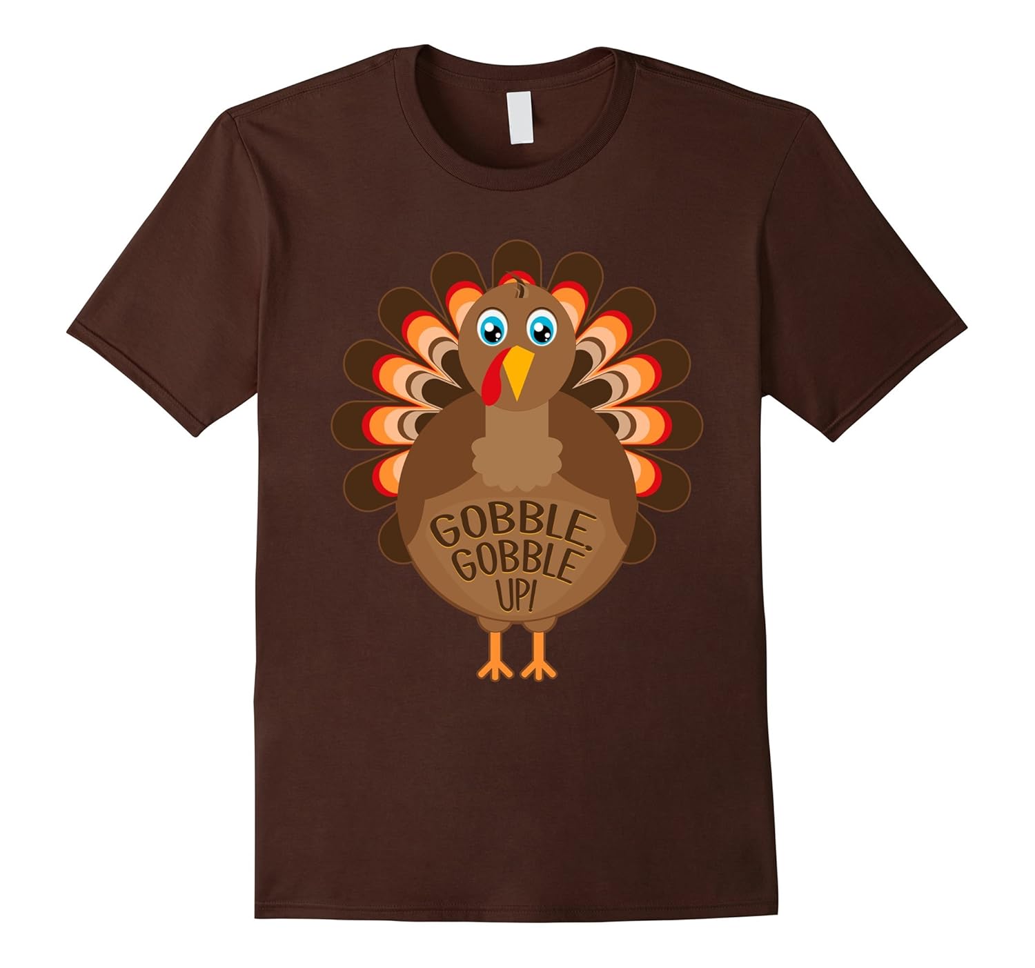 Cute Turkey Face Gobble Gobble Up Thanksgiving T-Shirt-Rose