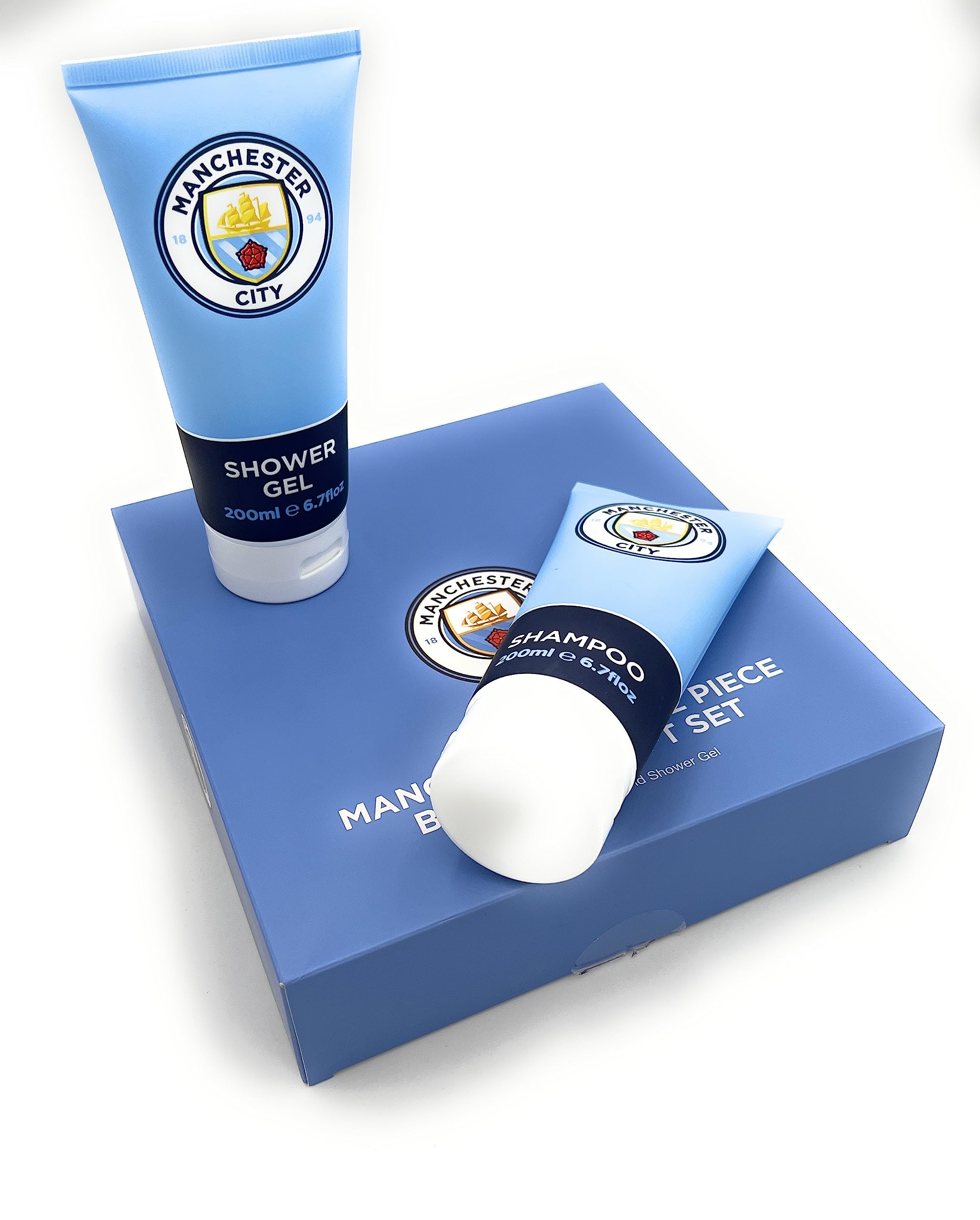Official Mens Manchester City Bath Body Set. Great gift for any Manchester Fan. Comes with 2 great products.