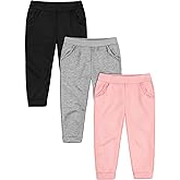 Resinta 3 Packs Baby Toddler Girls' Pull-On Fleece Pants Winter Warm Joggers Active Sweatpants