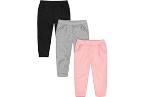 Resinta 3 Packs Baby Toddler Girls' Pull-On Fleece Pants Winter Warm Joggers Active Sweatpants