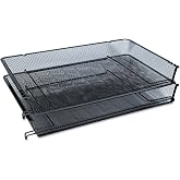 Universal 20012 Mesh Stackable Side Load Tray, Legal, Black