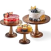 TIDITA Set of 3 Acacia Wood Cake Stand Set – Wooden Rustic Farmhouse Cupcake Stand - Wedding and Birthday Decorating Cake Ped