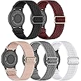 5 Pack Stretchy Nylon Watch Bands Compatible with Garmin Venu 3S/2S/Forerunner 265S,18mm Loop Elastic Fabric Adjustable Sport Strap for Garmin Vivoactive 4S/Forerunner 255S/255S Music Women Men