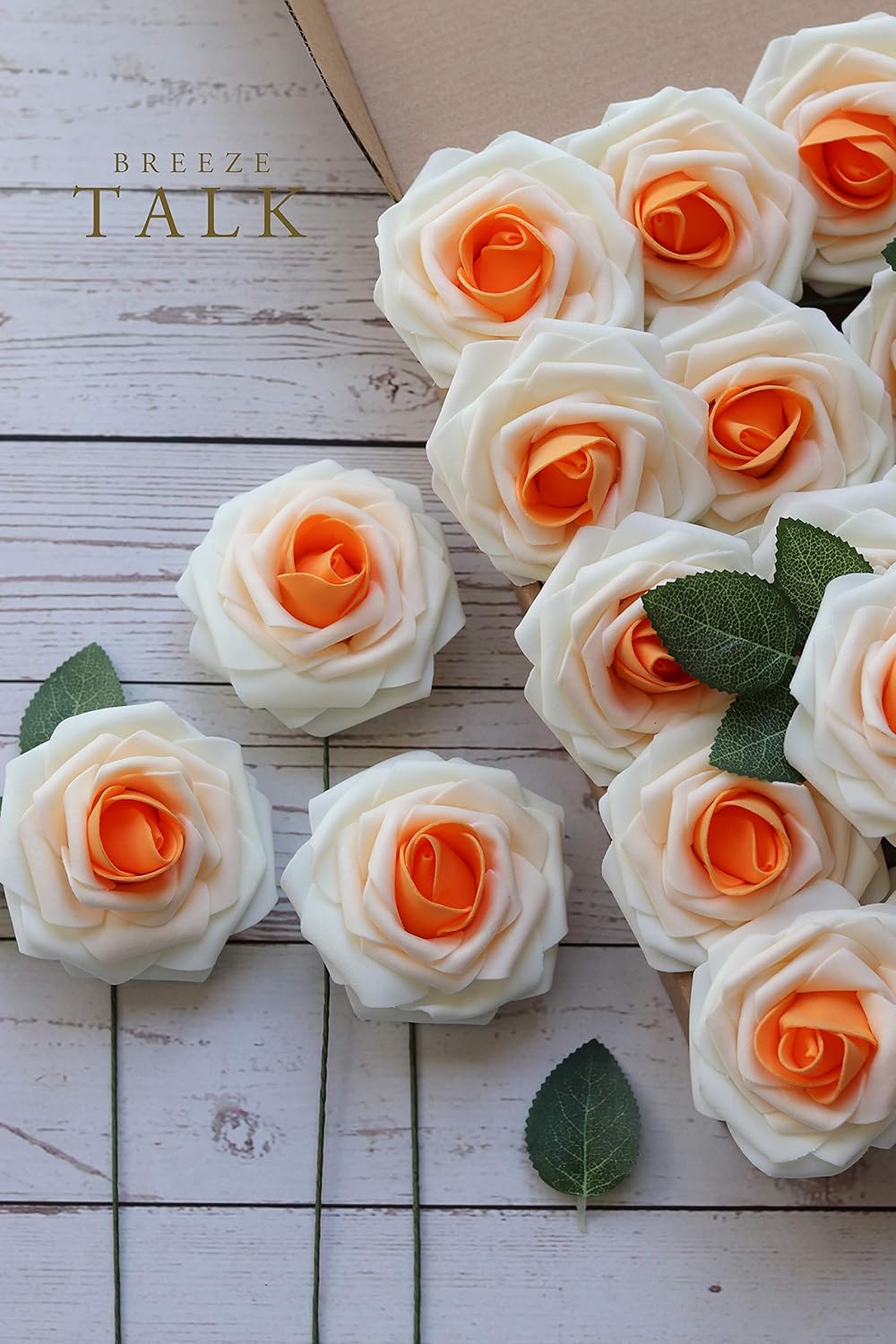 Amazon Com Breeze Talk Artificial Flowers 25pcs Roses Realistic Fake Roses W Stem For Diy Wedding Bouquets Centerpieces Arrangements Party Baby Shower Home Decorations Kitchen Dining