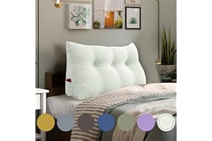 WOWMAX Wedge Pillow Headboard Dorm Headboard Twin XL Headboard Pillow Twin Bed Wedge Pillow for Headboard Bolster Pillow for Bed with Removable Cover, Grey-Beige
