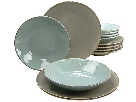 Creatable Serie Organic Oslo, 12 teilig Tafelservice, Stein, mehrfarbig 33 x 24 x 34 cm, Einheiten