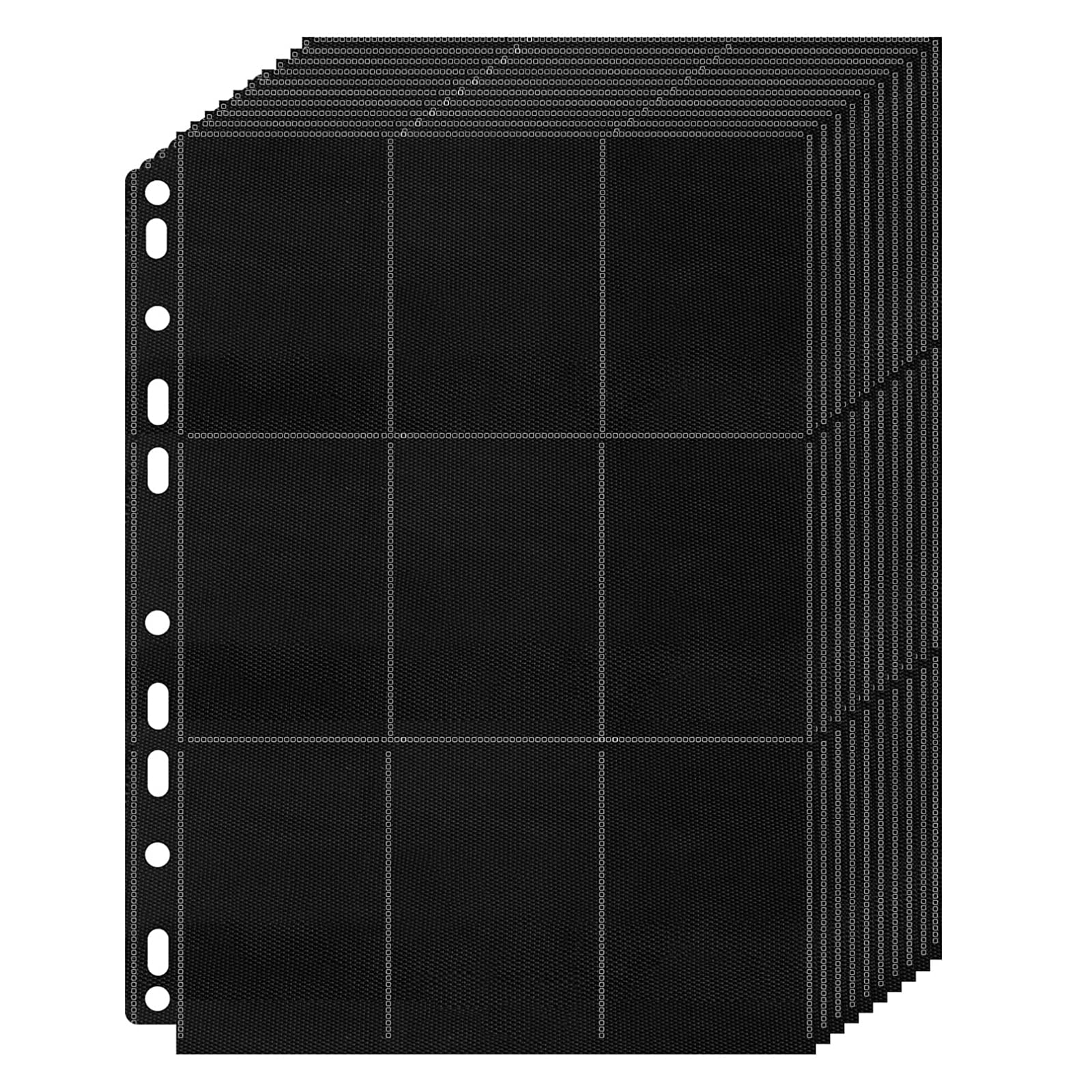 Hikrxya 900 Pockets Trading Card Covers Black, 50 Sheets Double Side 9-Pocket Blank Scrapbook Game Card Folders Card Sleeves Bags Trading Cards Films for A4 Ring Binder, Sports Football Cards