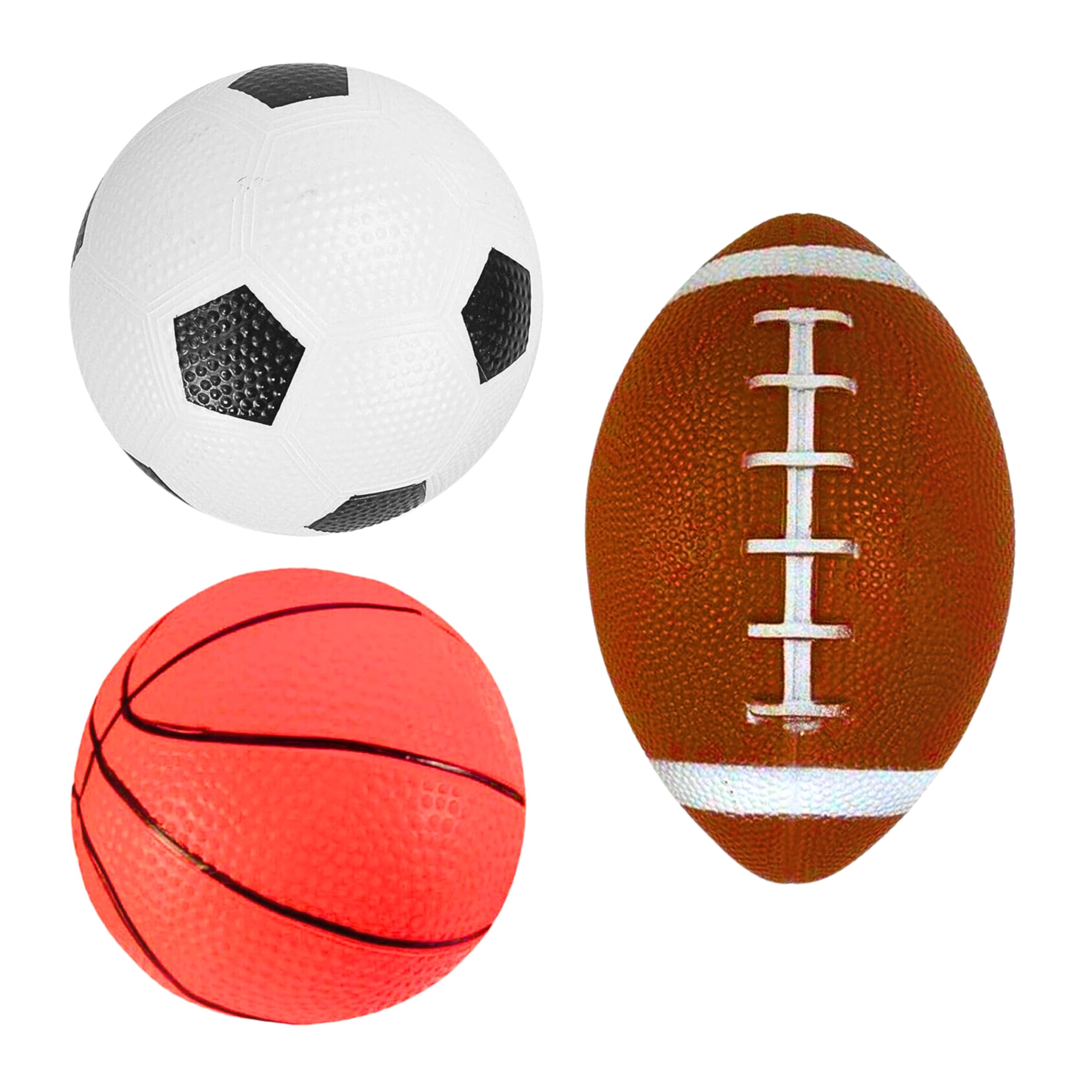 ADEPTNA Soft Inflated Mini Sports Balls Pack of 3 - American Football Rugby Balls Football and Basketball – Indoor Outdoor Soft Toys Children's Activities Fun