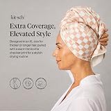 Kitsch XL Microfiber Hair Towel Wrap Terracotta Checkered 40x24 in view 2