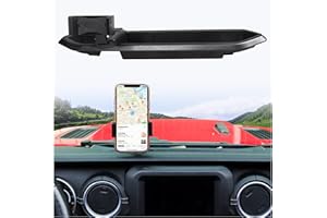 Sukemichi JL Phone Holder with Storage Box, JL Cell Phone Holder Wrangler, Multi-Function Dash Phone Mount with Tray for Jeep Wrangler JL 2018-2022 Jeep Gladiator JT