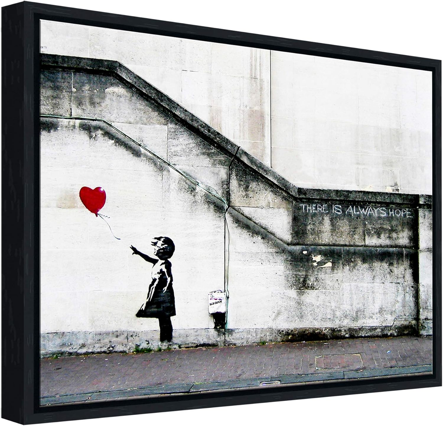 Amazon Co Jp Wieco Art フレーム入りキャンバスウォールアート ジクレーキャンバスプリント バンクシー グラフィティ ガール 赤い風船付き 抽象アートワーク 壁装飾 ホームデコレーション ブラックフレーム Banksy 1 3040bf Generic