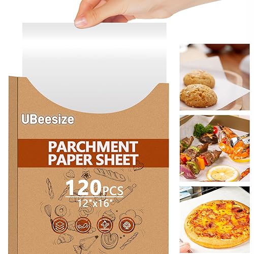 120PCS Thickened Precut Parchment Paper Sheets, 12×16 In Heavy Duty Non-Toxic & Unbleached Parchment Baking Paper, Parchment Paper for Baking, Grilling, Comes in Convenient Packaging