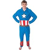 Marvel Comics Men's Captain America Classic Cap Costume Outfit One-Piece Pajama Union Suit
