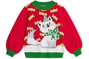 BFUSTYLE Girls Christmas Sweater Lantern Sleeve Holiday Pullover Jumper 3-7 Years
