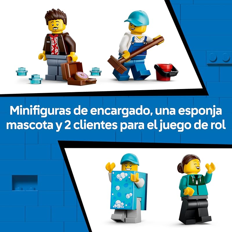 City Túnel de Autolavado de Juguete – Kit de Construcción con 2 Maquetas de Coches – Juego Interactivo con Rodillos Giratorios, “Agua” y Accesorios – Regalo para Niños de 6+ Años – 60497 — foto 7 de 8