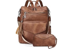 OPAGE Backpack Purse for Women Leather Anti-theft Fashion Designer Travel Backpack Ladies Shoulder Bags With Wristlet-Brown