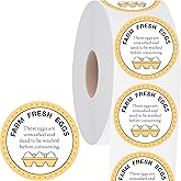 1000PCS Farm Fresh Eggs Stickers, 2 Inch Round Egg Carton Labels, Self Adhesive Unwashed Eggs Handling Label, Packaging Sticker for Chicken, Quail
