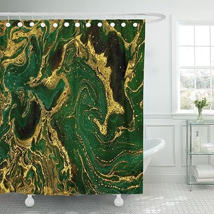 Amazon Com Tompop Shower Curtain Watercolor Gold Marble Abstract
