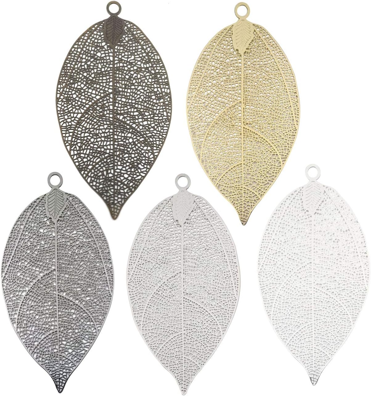 YoudiylaUK 5pcs Mixed Hollow Out The Leaves Carved Hook Bookmarks Office Product WM244