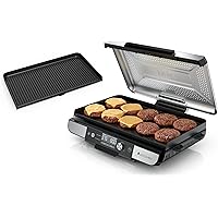 Ninja Sizzle Pro XL 20-Inch Indoor Griddle + Grill, Detachable Ventilated Lid, Grease Control, Ceramic Nonstick Plates, Even 