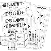 Talented Kitchen Farmhouse Bathroom Label Stickers - Water-Resistant Preprinted PVC Labels - Kitchen &amp; Laundry Room Organization - Bathroom Storage &amp; Container Tags - Pack of 72, Black on Clear