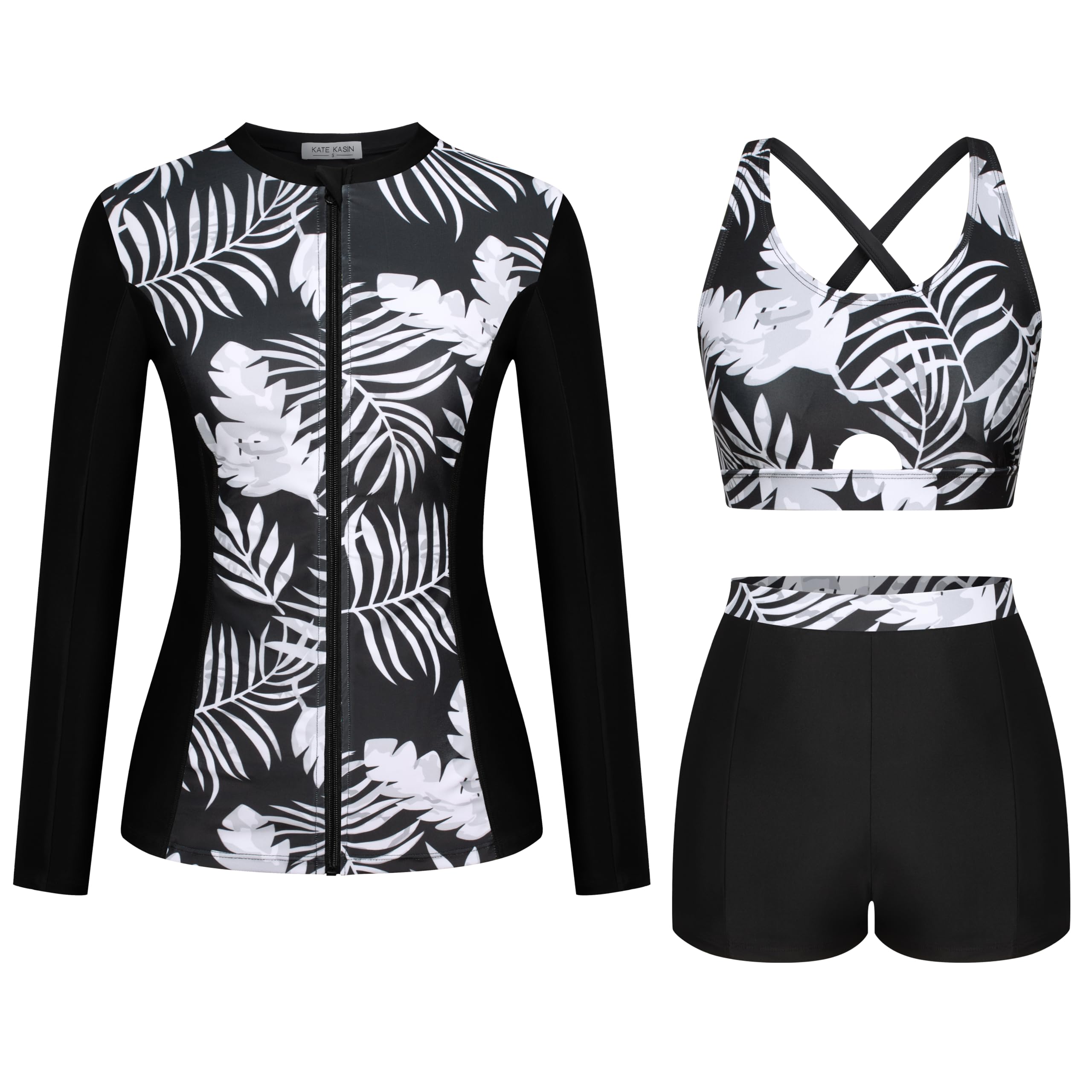 Photo 1 of Kate Kasin Rash Guard for Women UPF 50+ Sun Protection Clothing Swim Shirts for Woman SPF Long Sleeve UV Swim Suits XL