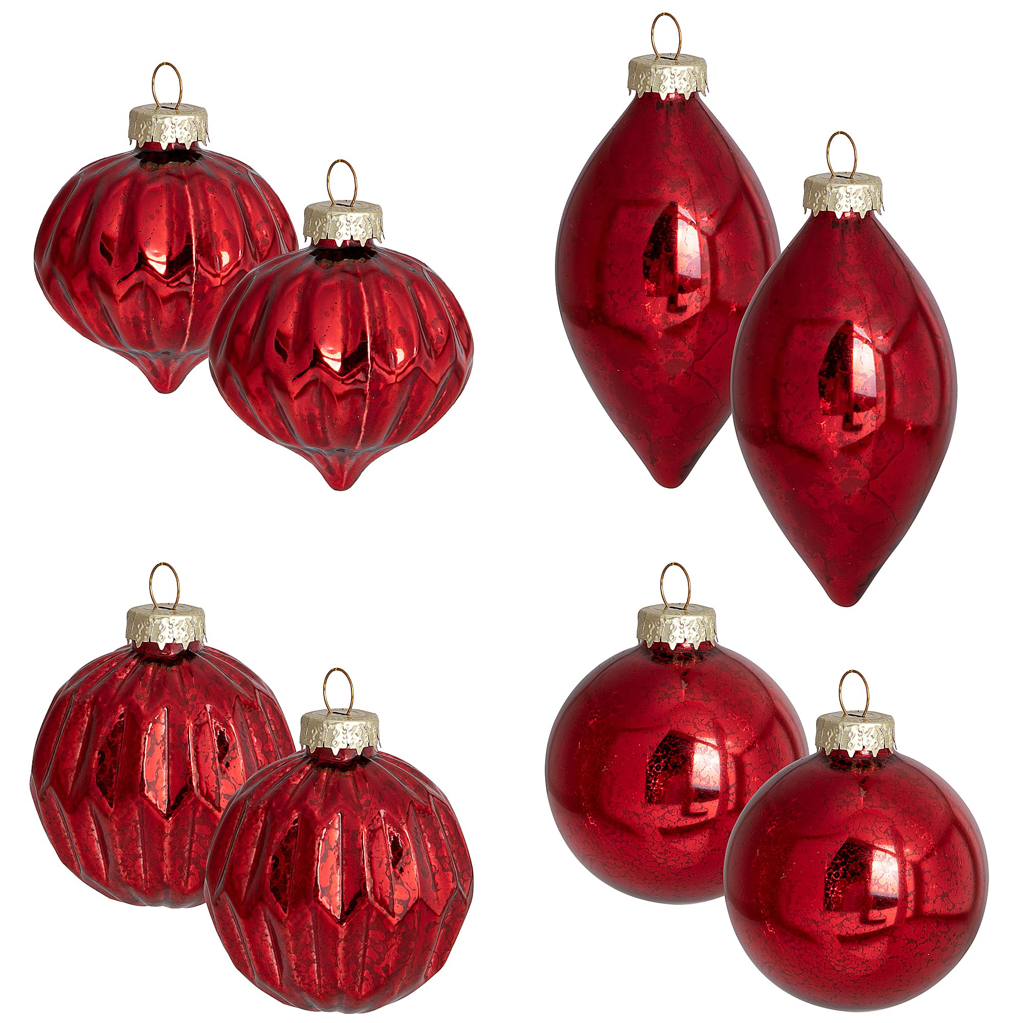 8PCS Mercury Glass Christmas Ornaments Set - Hanging Baubles for Christmas Trees,Xmas Decorations Ball Ornaments Bulk for Holiday Decor (Red-8Pcs)