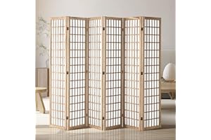 VEVOR Room Divider, 6 Panel Japanese Room Divider, Wood Folding Privacy Screen Indoor, Japanese Partition Dividers Portable D