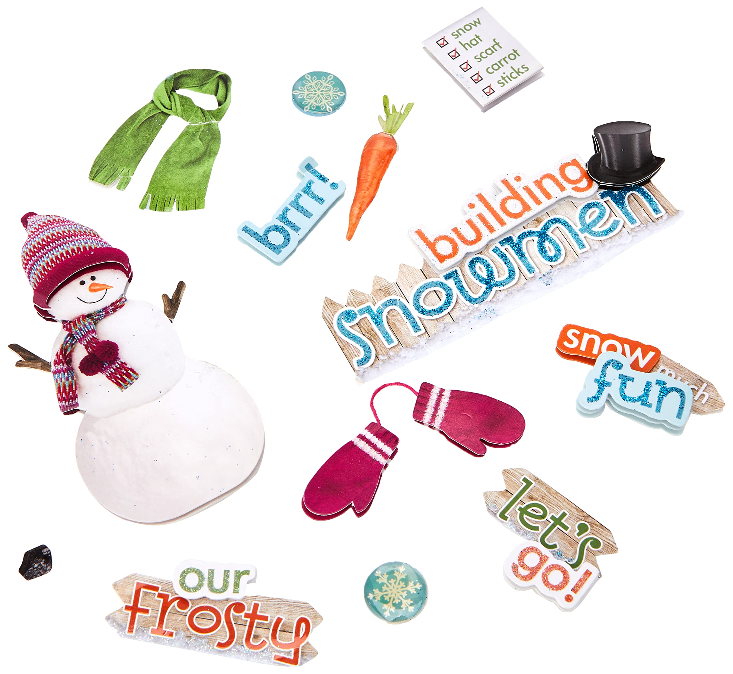 Paper House Productions Building a Snowman 3D Stickers , Multi-Colour, PHSTDM-0228E, 22.4 x 12 x 0.5 cm โ image 1