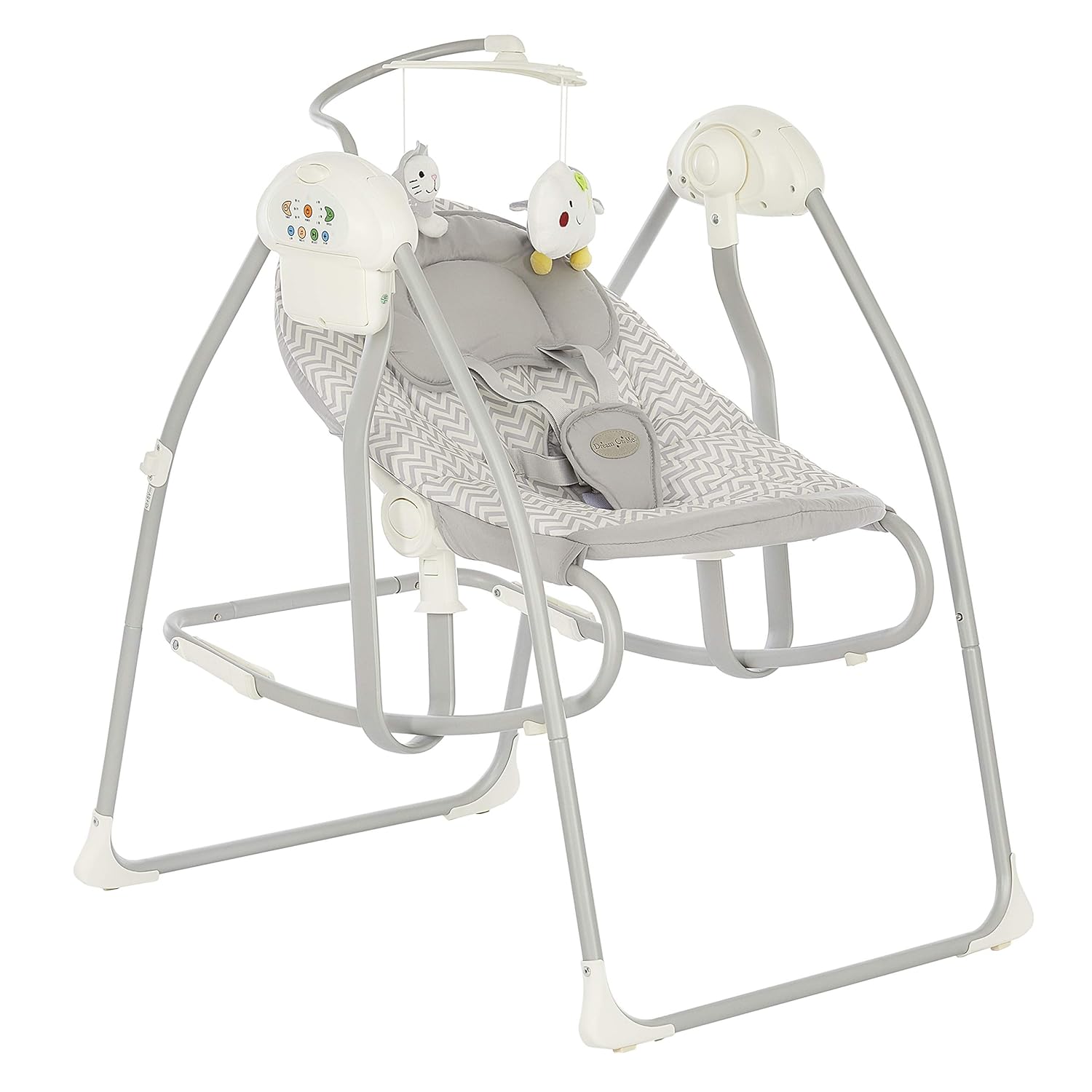 dream on me zazu cradling swing in grey and blue