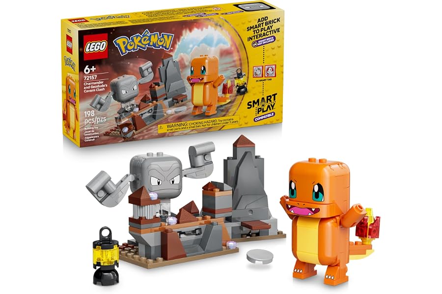 LEGO Pokémon SMART Play: Charmander and Geodude's Cavern Clash 72157 | Compatible Set, Gift for Birthdays, Boys & Girls, Ages