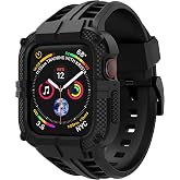T-ENGINE Rugged Watch band Compatible with Apple Watch Series 9 Band for 45mm 44mm 42mm SE 9/8/7/6/5/4/3 for Men (45mm/44mm/42mm, Black)