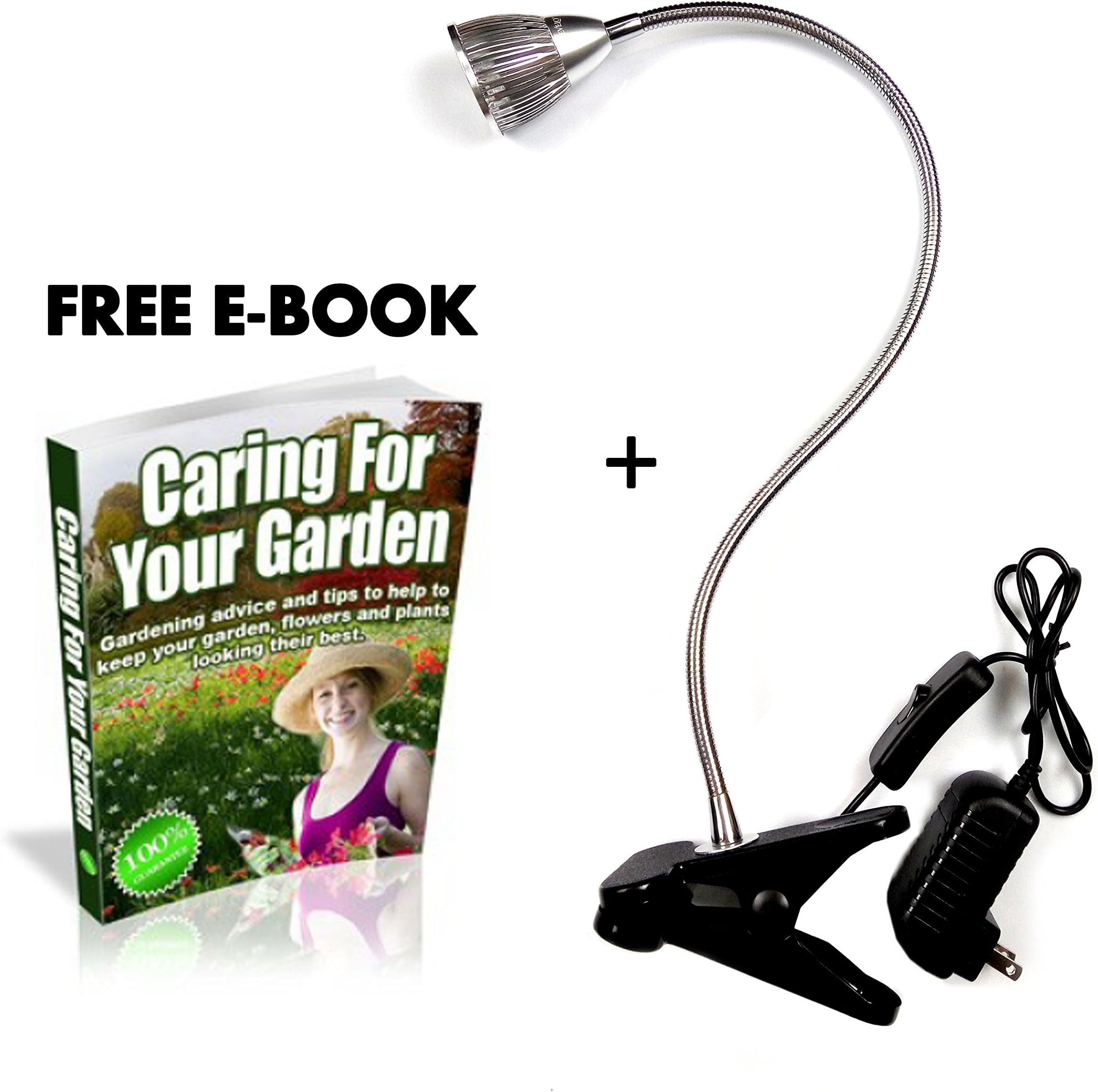Premium LED Grow Light โ Hydroponics Greenhouse Kit for Indoor Garden Plants โ Fully Adjustable & Flexible Lighting System โ Strong Desk Lamp Clamp + Free"Caring for Your Garden" E-Book