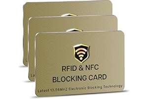SaiTech IT RFID Protected Cards, 3 Pack One Card Protects Entire Wallet Purse For Men & Women, NFC Contactless Bank Debit Credit Card Protector ID ATM Guard Card – Golden
