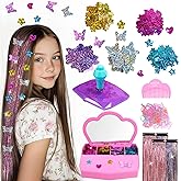Hair Gems for Girls, AOSITE Hair Bedazzler Gem Stamper Kit with Hair Glitter Patch, Hair Jewel for Girls, Hair Gems Stamper, Hair Gem DIY Tool Gift for Age 4-12 Reusable No Sticky Kid Hair Accessories