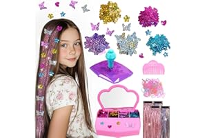 Gem Stapler for Hair, AOSITE Hair Bedazzler Gem Stamper Kit with Hair Glitter Patch, Hair Jewel Stampers for Girls, Hair Gems Stamper Design Tool Gift for Age 6-12, Reusable Bling Kid Hair Accessories
