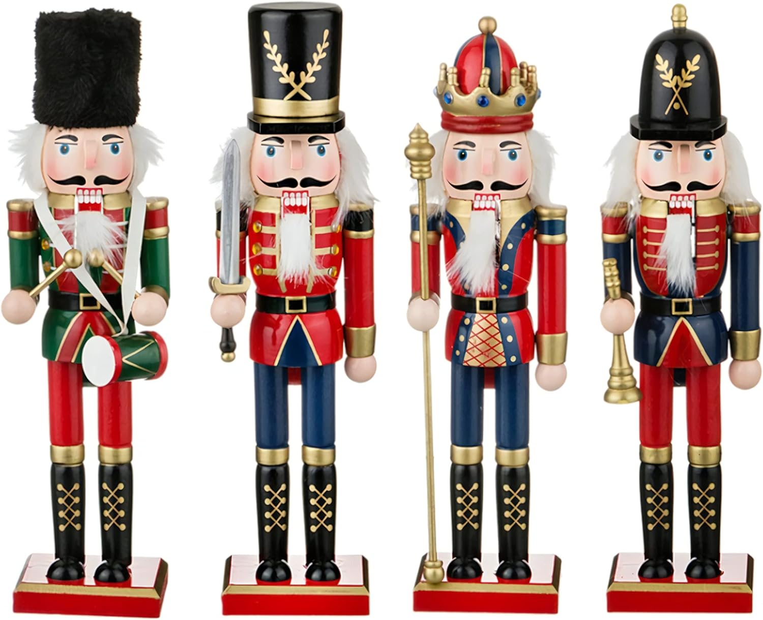 Nutcrackers - O-Toys Wooden Nutcracker Ornaments Christmas Decoration Figures Puppet Home Decor (12 Inch) (Set)