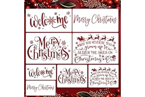 SUNVERSE Christmas Stencils for Crafts Reusable Holiday Stencil Merry Christmas Stencils for Painting on Wood Fabrics Porch Hanger Decor