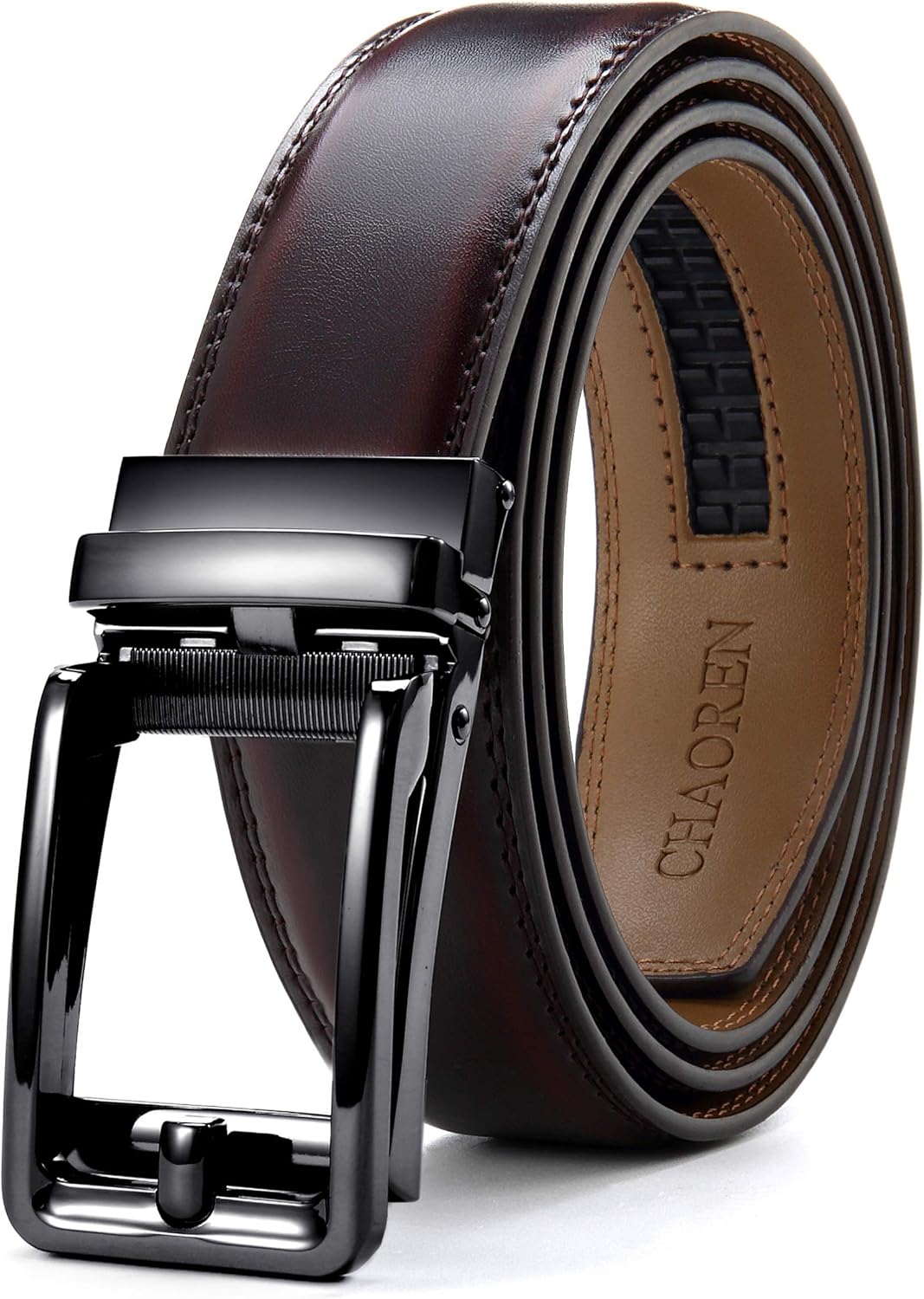 Chaoren Click Ratchet Belt Dress with Sliding Buckle 1 3/8" Men's