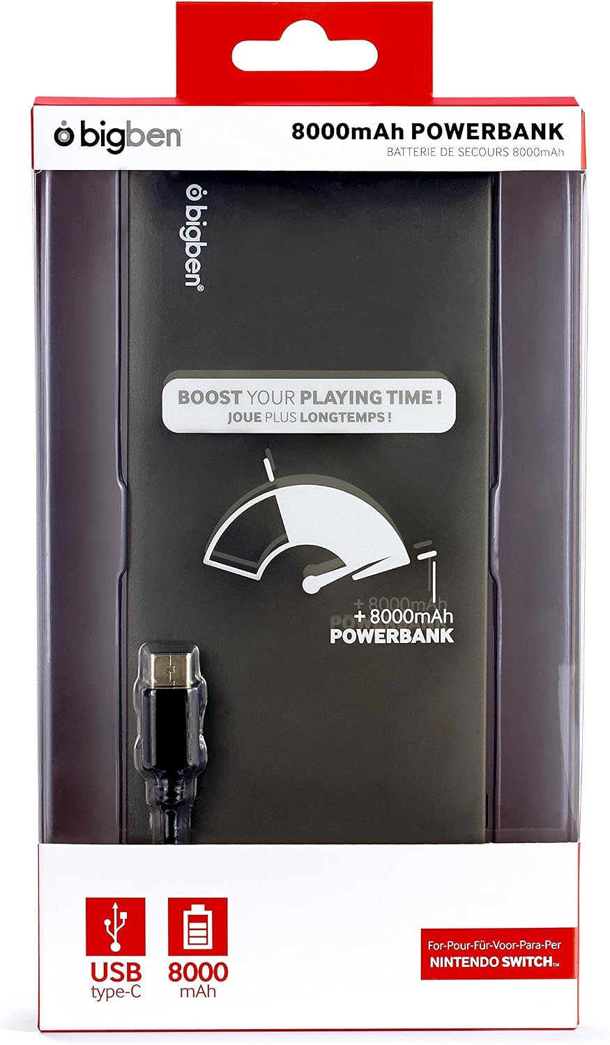 Bigben Interactive SWITCHPOWER8000 Power Bank Black, Blue 8000 mAh, Power Banks (Black, Blue, Portable Consoles